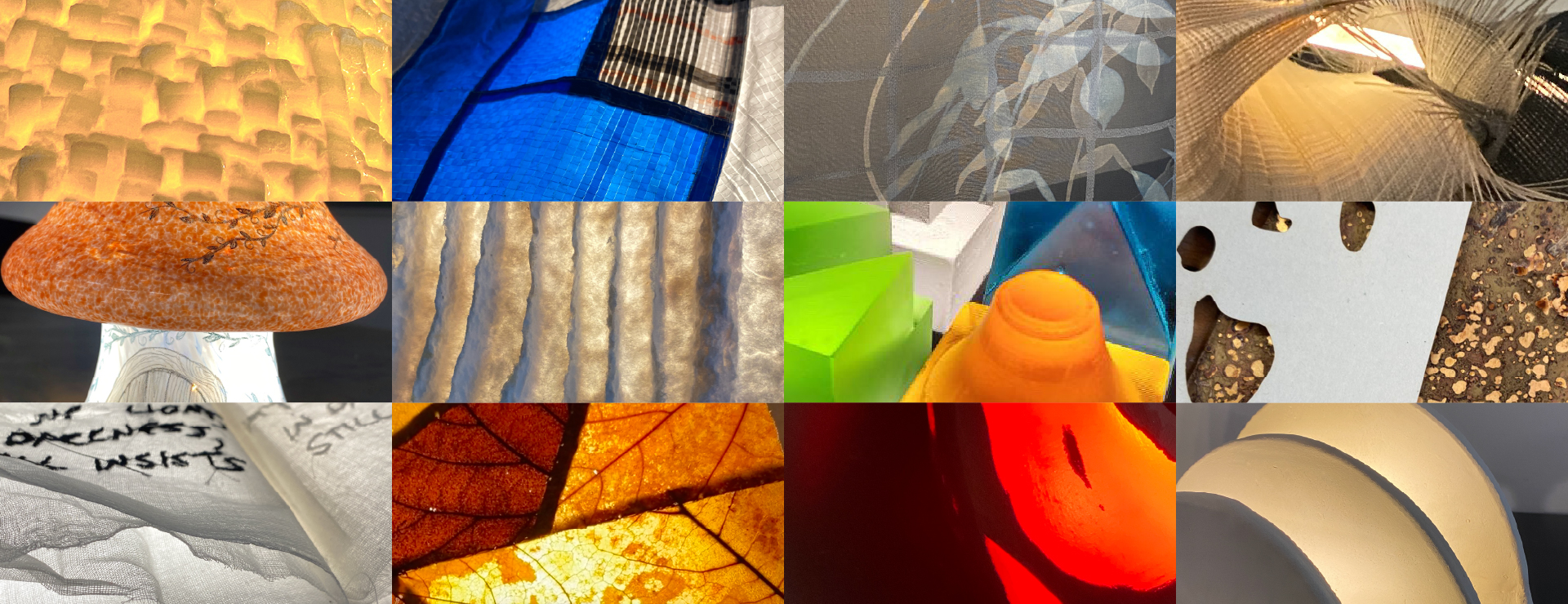 A multi-coloured grid collage of lighting projects