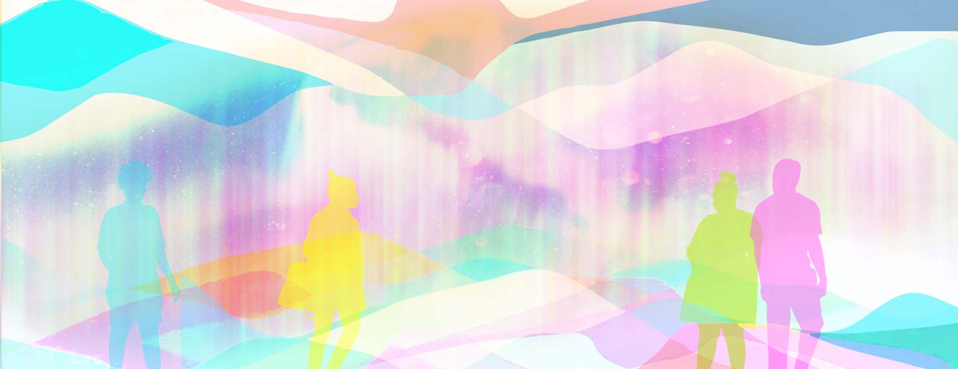 Colourful waves with people